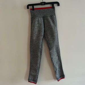 Athleta Heather Grey Leggings with Red Trim